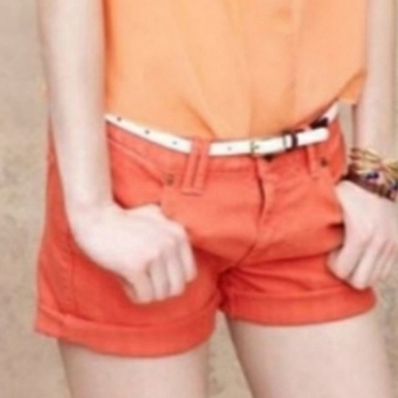 Madewell Orange Cuffed Hem Jean Shorts - Picture 1 of 9